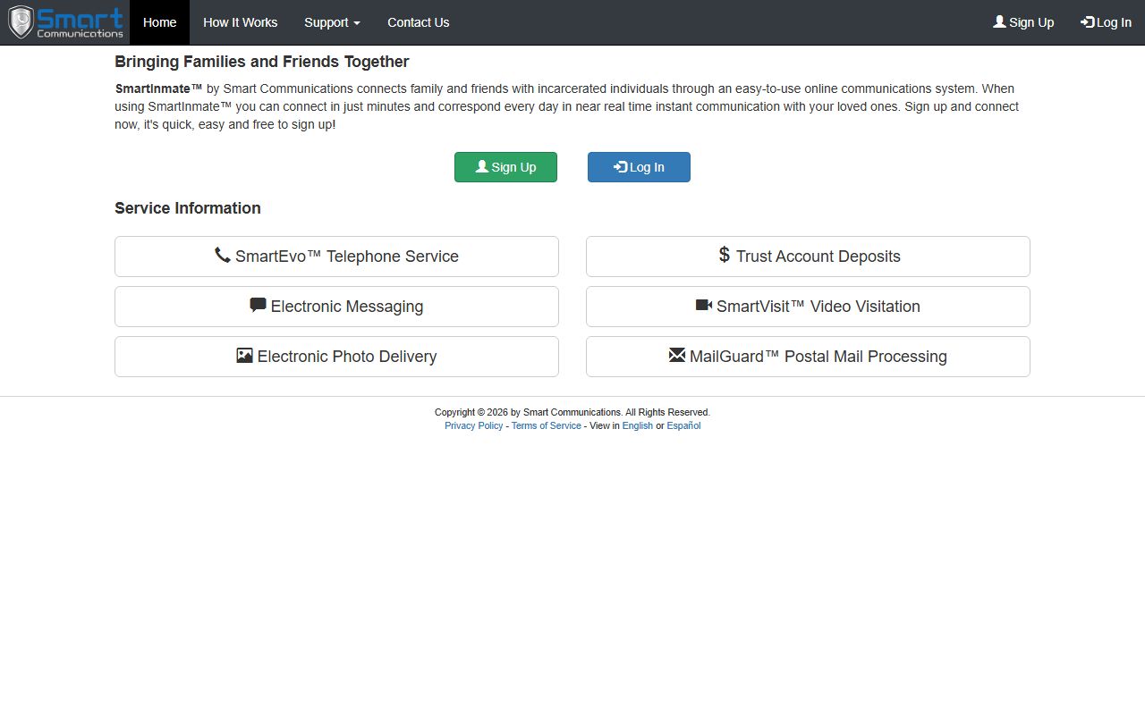 Smart Communications inmate portal used for Indian River County jail mail and video visits